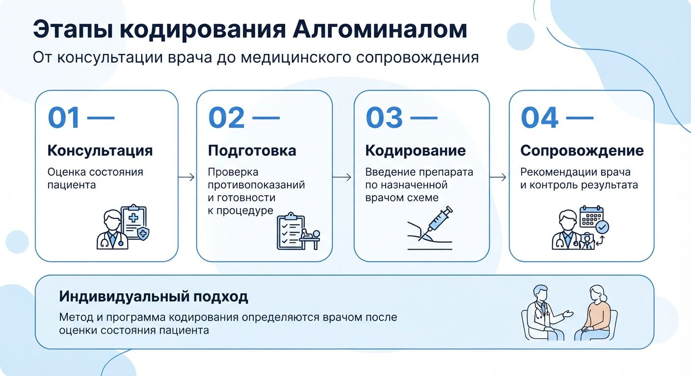 Кодирование препаратом «Алгоминал» в Калаче инфографика